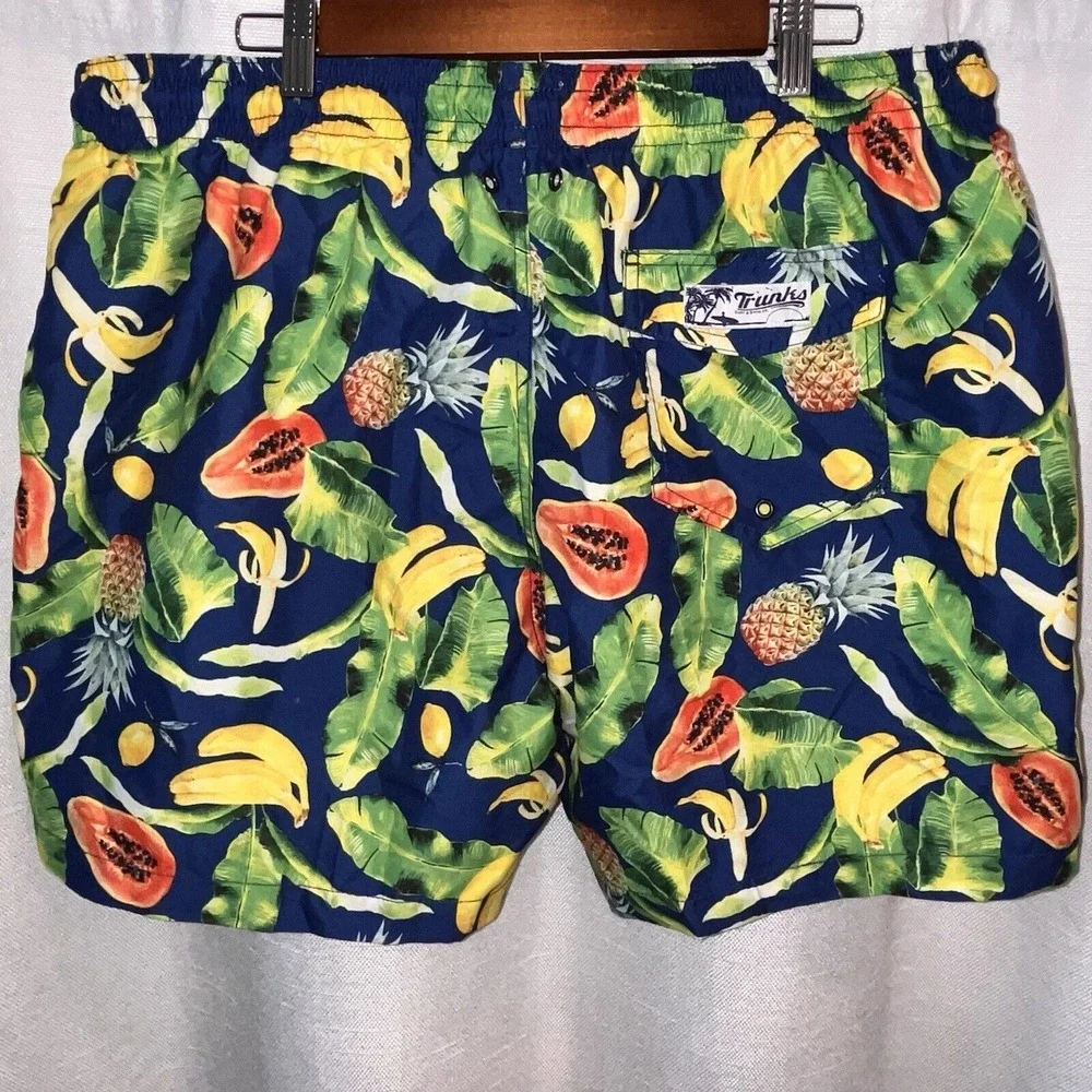 Trunks Surf & Swim Co Short Men's XXL Lined Pineapple‎ Banana Leaf Bathing Suit